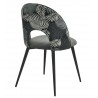 Silla ORQUIDEA, metal, tapizado velvet gris con respaldo floral a juego (Pack de 2 unidades)