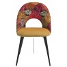 Silla ORQUIDEA, metal, tapizado velvet amarillo con respaldo floral a juego (Pack de 2 unidades)