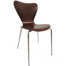 Silla JACOBO, apilable, cromada, acabado nogal (Pack de 4 unidades)