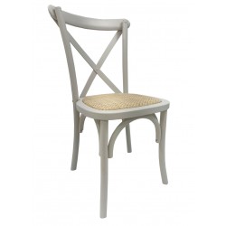 Silla CROSS SX, madera de haya, blanca, asiento de ratán (Pack de 2 unidades)