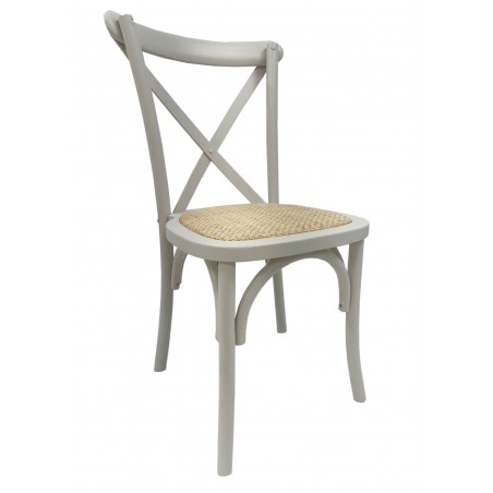 Silla CROSS SX, madera de haya, blanca, asiento de ratán (Pack de 2 unidades)