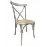 Silla CROSS SX, madera de haya, blanca, asiento de ratán (Pack de 2 unidades)
