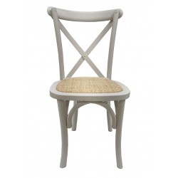 Silla CROSS SX, madera de haya, blanca, asiento de ratán (Pack de 2 unidades)