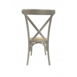Silla CROSS SX, madera de haya, blanca, asiento de ratán (Pack de 2 unidades)