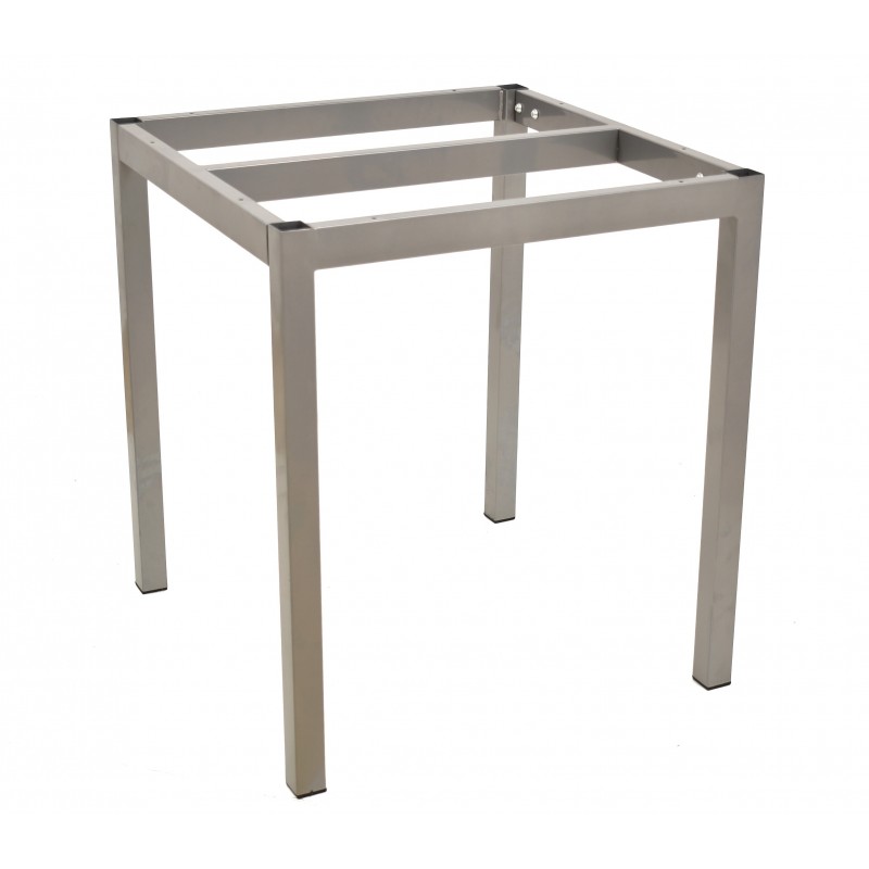 Base de mesa LIRIO, metal, gris plata, 65 x 65 cms, altura 72 cms, para tableros de 70 x 70 cms (Pack de 2 unidades)