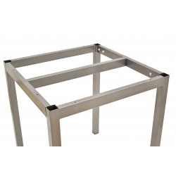 Base de mesa LIRIO, metal, gris plata, 65 x 65 cms, altura 72 cms, para tableros de 70 x 70 cms (Pack de 2 unidades)