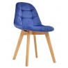 Silla LORENA, madera, tapizada velvet azul (Pack de 4 unidades)