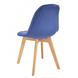 Silla LORENA, madera, tapizada velvet azul (Pack de 4 unidades)