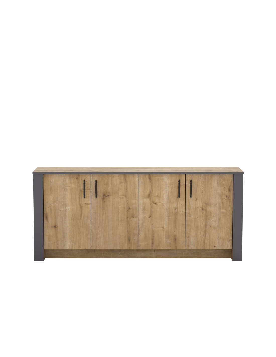 Aparador PHILIPPA, bilaminado roble con gris oscuro, 180 cms.
