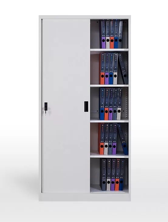 Armario metálico OLIMPO 902PC40, puertas correderas, gris ral 7035, 90x40x185 cms