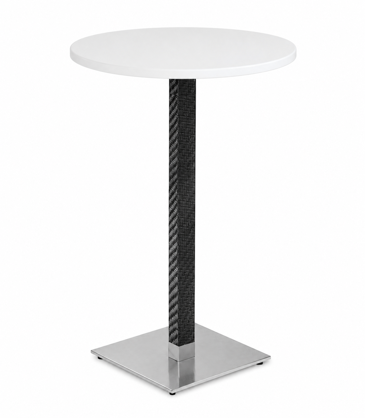 Base de mesa OLBY 110, alta, columna revestida, base de acero de 8 mm. 45 x 45 cm, altura 110 cms