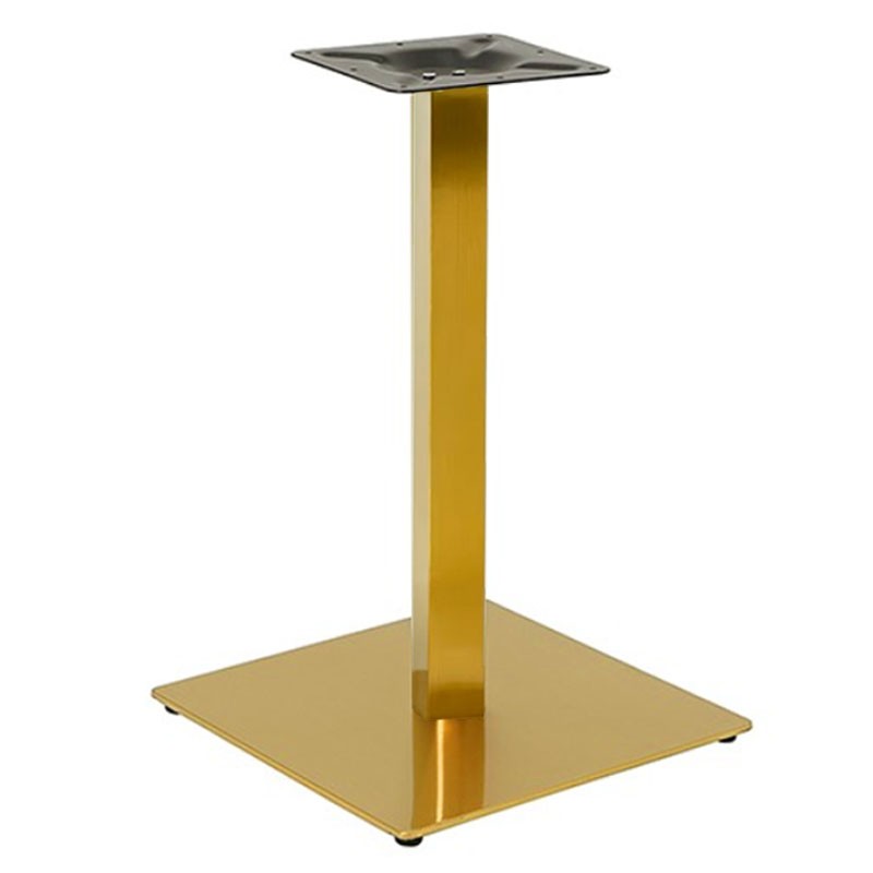 Base de mesa TROCADERO 72DO, acero inoxidable, dorada, base de acero de 8 mm. 45 x 45 cms, altura 72 cms