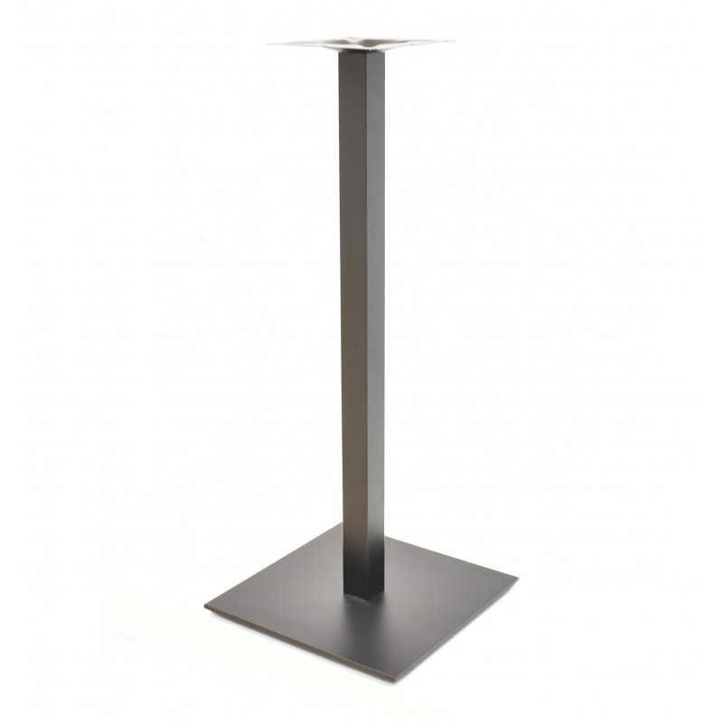 Base de mesa TROCADERO, alta, tubo cuadrado, negra, base de acero de 8 mm 45x45 cms, altura 100 cms