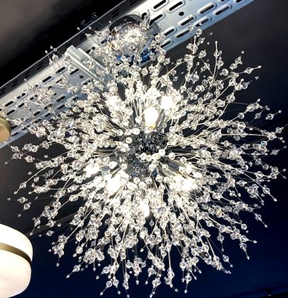 Lámpara FORNAX, colgante, metal, cristal