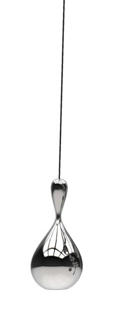 Lámpara HERDA H325, colgante, metal, cristal plateado