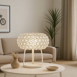 Lámpara ITALICA 50, sobremesa, acrílica, transparente, 50 cms de diámetro