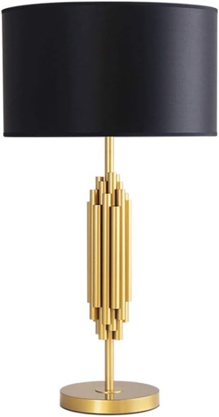 Lámpara KASSEL, sobremesa, metal dorado, pantalla negra