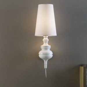 Lámpara LOUVRE, aplique de pared, blanca, pantalla blanca