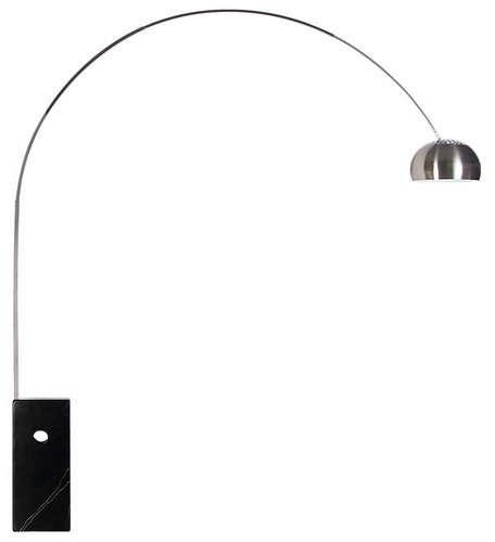 Lámpara NEW ARC BIG, pie salón, base de mármol negra