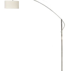 Lámpara OMEGA, pie de salón, cromada, mármol, pantalla blanca