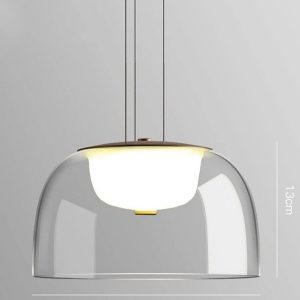 Lámpara WITTEN H130, colgante, metal, cristal, led