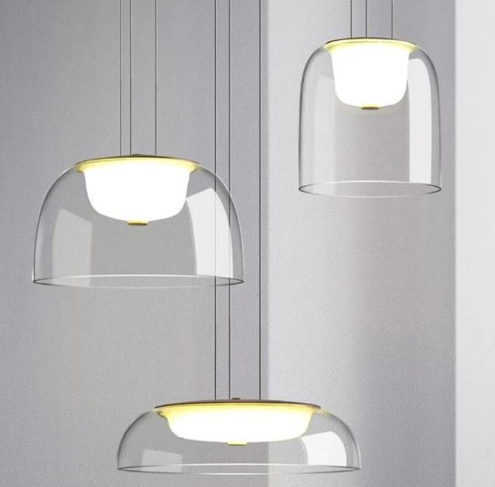Lámpara WITTEN H170, colgante, metal, cristal, led
