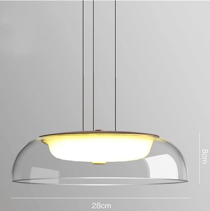Lámpara WITTEN H80, colgante, metal, cristal, led