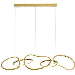 Lámpara WOLFIS, colgante, metal dorada, led