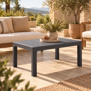Mesa ALBUFEIRA, baja, polipropileno gris, 90 x 60 cms