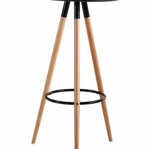 Mesa alta OTILIA NEW, madera, tapa negra de 60 cms de diámetro