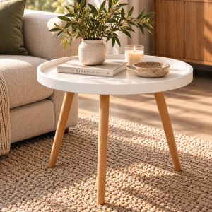 Mesa ANNIA ( M ), baja, madera, polipropileno blanco