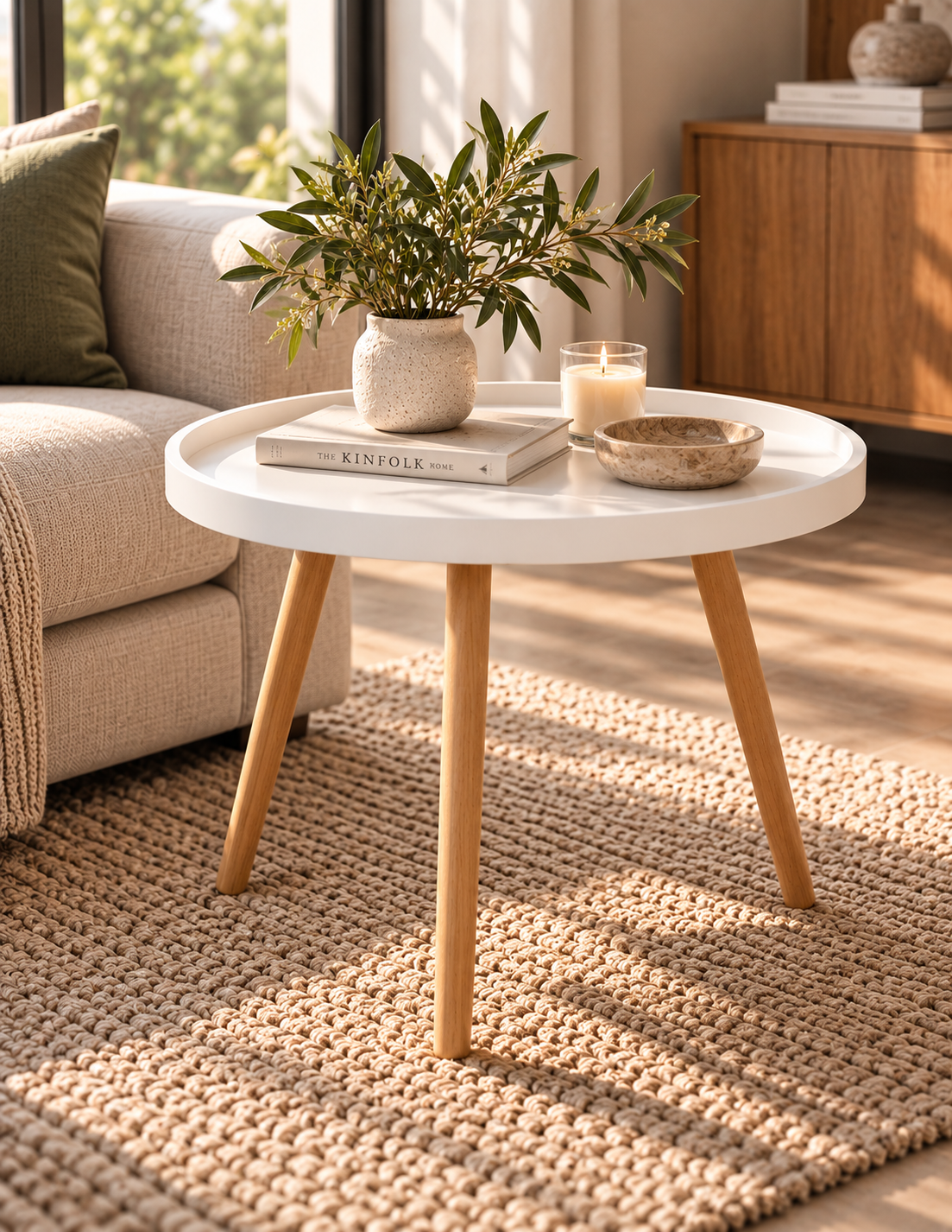 Mesa ANNIA ( M ), baja, madera, polipropileno blanco