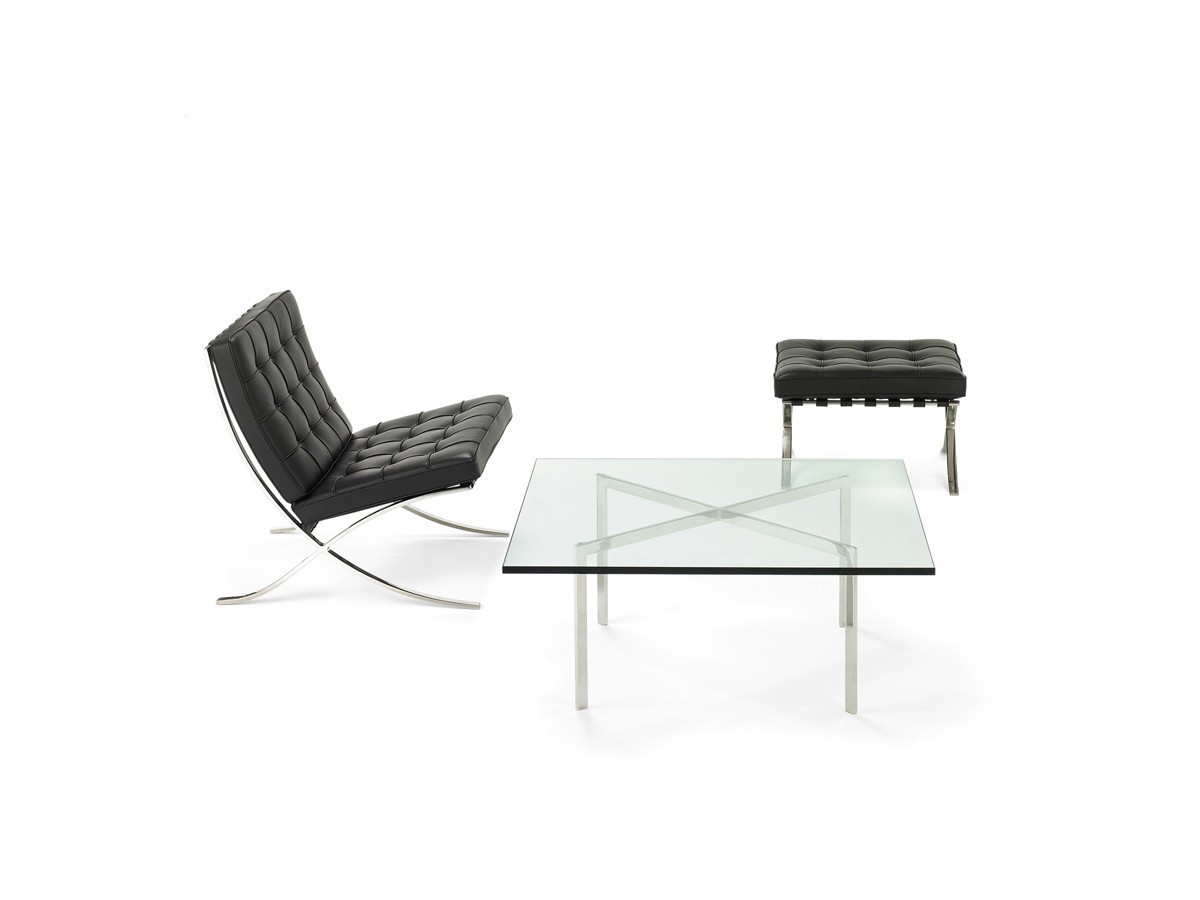 Mesa BCN, baja, acero inoxidable, cristal, 102x102 cms