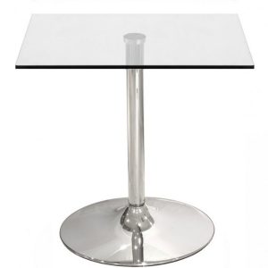 Mesa BERNIE 60C, cromada, cristal templado 60 x 60 cms