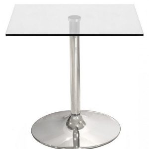 Mesa BERNIE 80C, cromada, cristal templado 80 x 80 cms