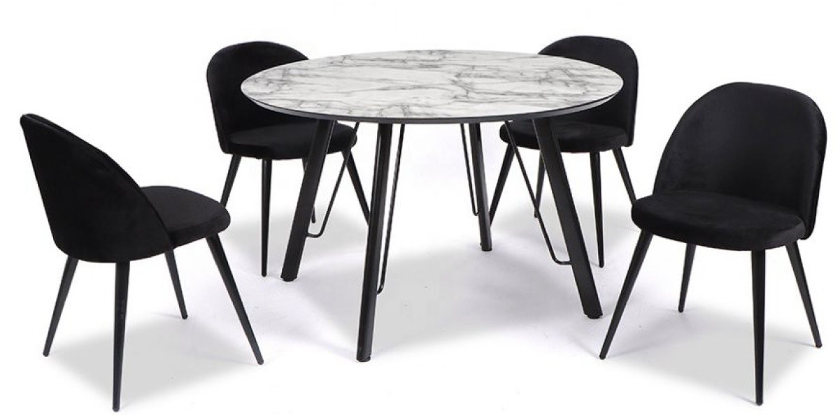 Mesa BIAGIO, metal, tapa DM imitación mármol, 120 cms de diámetro