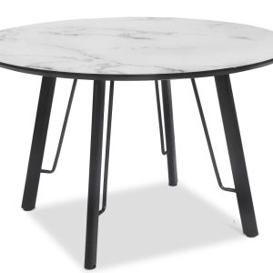 Mesa BIAGIO, metal, tapa DM imitación mármol, 120 cms de diámetro