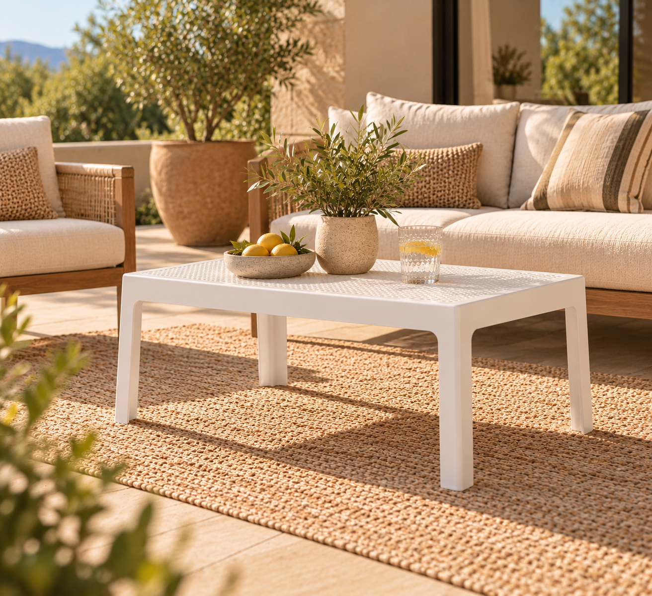 Mesa BILL, baja, polipropileno blanco, 90 x 50 cms