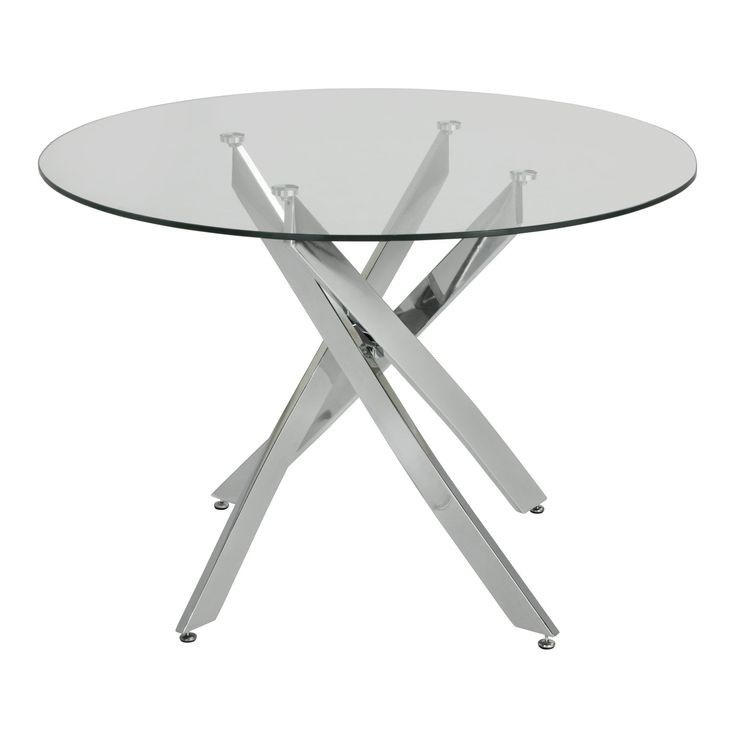 Mesa CHANTAL 100, cromada, cristal, 100 cms diámetro