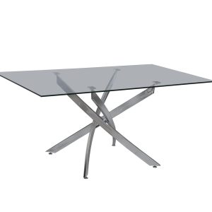 Mesa CHANTAL 150, cromada, cristal, 150 x 90 cms