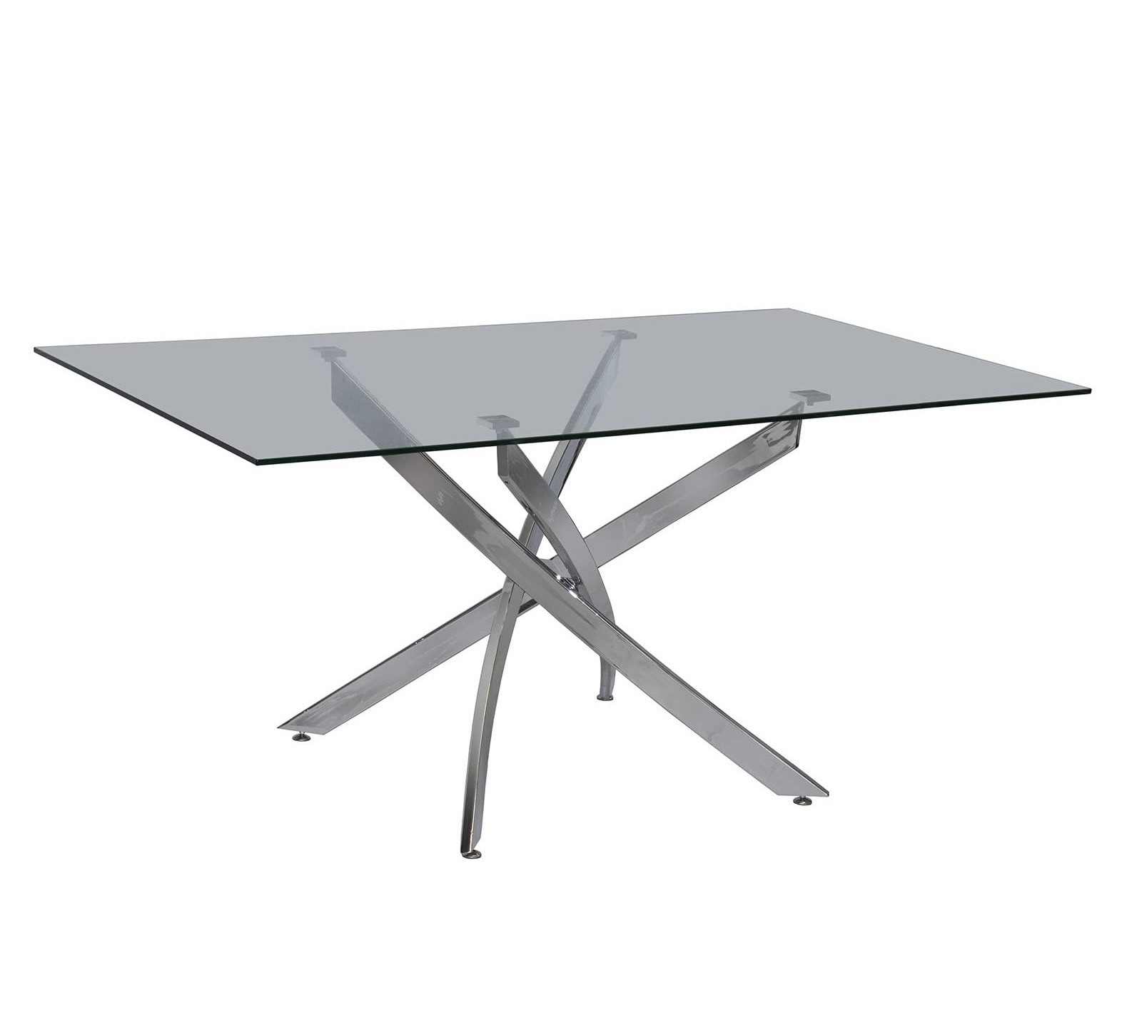Mesa CHANTAL 150, cromada, cristal, 150 x 90 cms