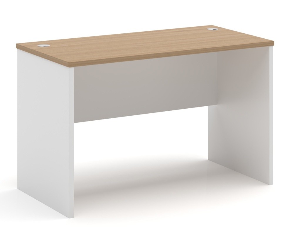 Mesa de oficina VOLPI 120, blanco y roble, 120 x 70 cms