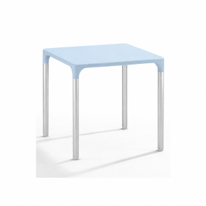 Mesa ELIANA, aluminio, polipropileno azul claro 74x74 cms