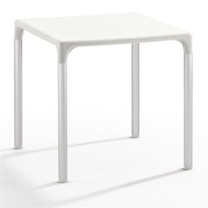 Mesa ELIANA, aluminio, polipropileno blanco 74x74 cms