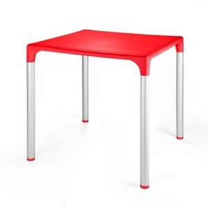 Mesa ELIANA, aluminio, polipropileno rojo 74x74 cms