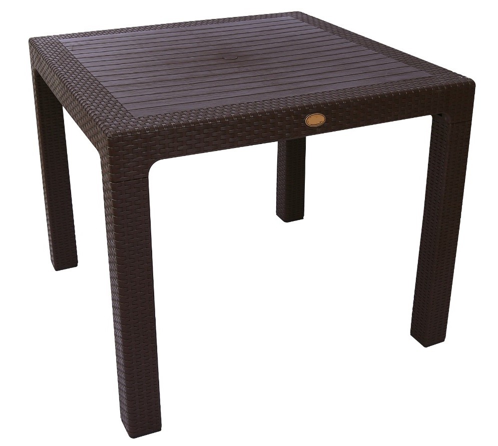 Mesa FARO, polipropileno marrón chocolate, 90 x 90 cms