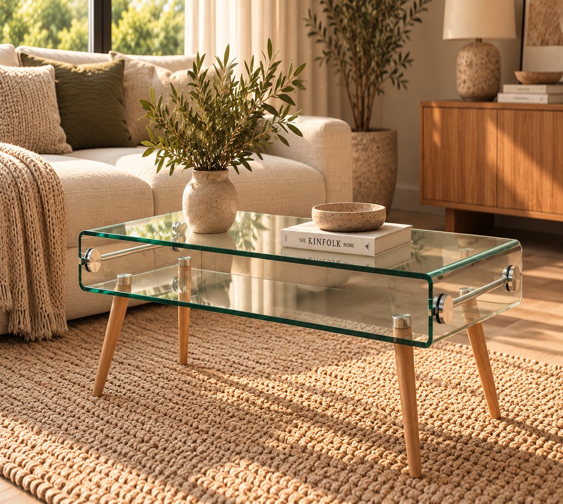 Mesa HOLANDA, madera, cristal, 110x55 cms