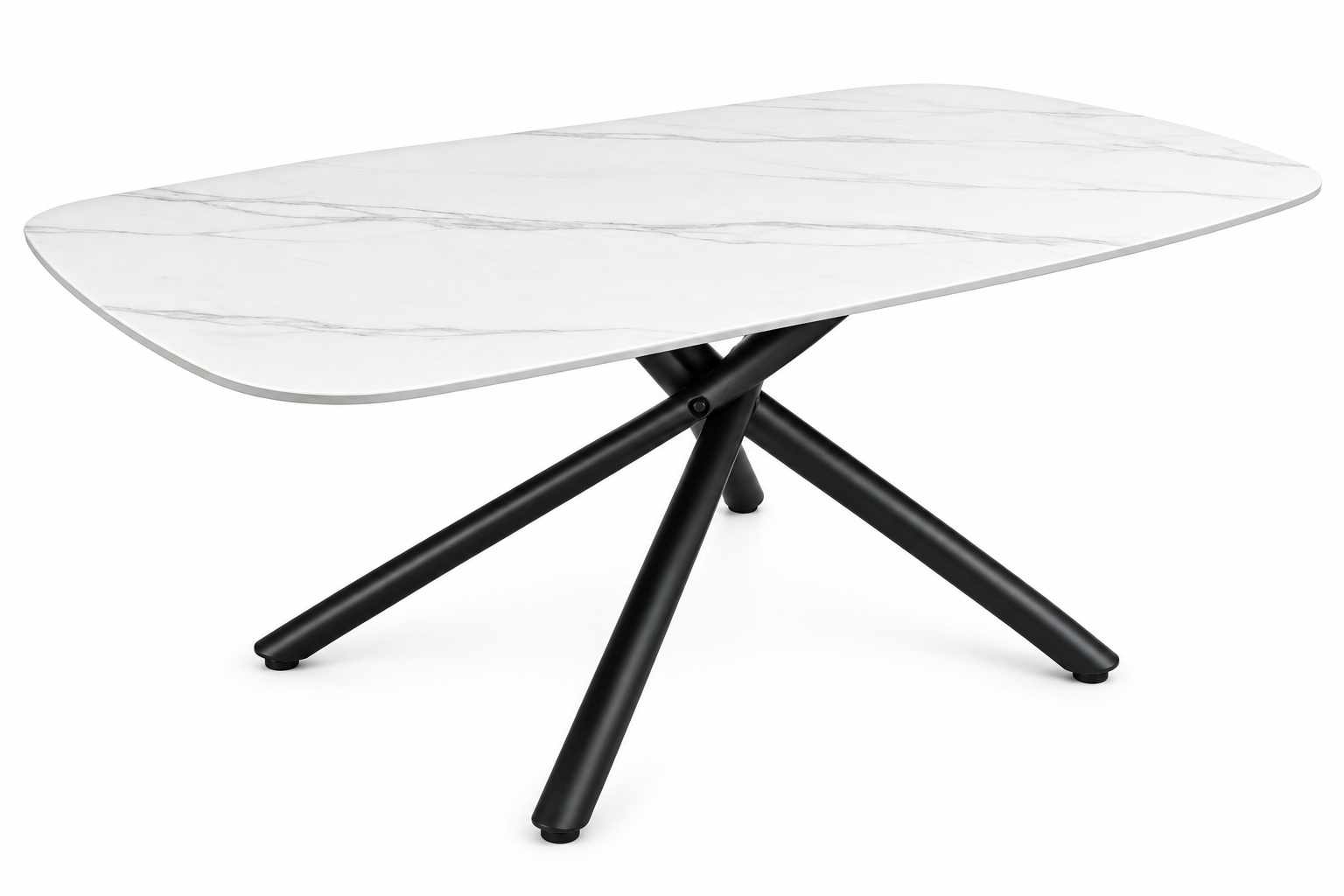 Mesa JAZZ-CE, metal negro, tapa cerámica con imitación mármol, 160x90 cms