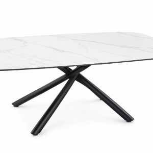 Mesa JAZZ-CE, metal negro, tapa cerámica con imitación mármol, 160x90 cms