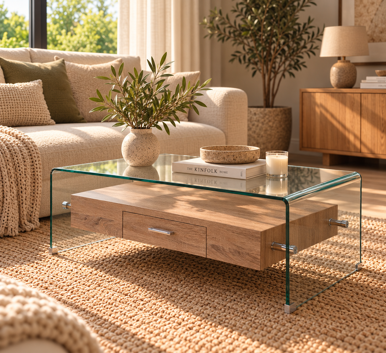 Mesa MARILYN, baja, madera, cristal, 110x55 cms